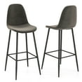 thumbnail image 1 of Costway Set of 2 Bar Stools 29.5" Velvet Upholstered High Back Bar Chairs Kitchen Grey, 1 of 7
