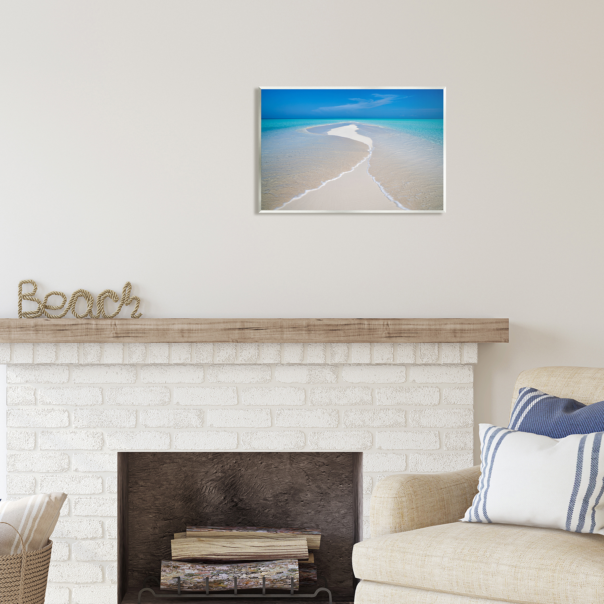 Stupell Industries Azure Beach Waves Lapping Foam Coastal Photography Unframed Art Print Wall Art