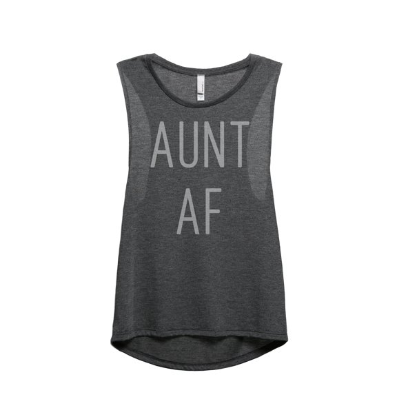 Thread Tank Aunt AF Women's Fashion Sleeveless Muscle Tank Top Charcoal Small
