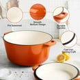 thumbnail image 4 of Daluvenix 2 in 1 Cast Iron Dutch Oven Pot with Skillet Lid, 6+2qt Pre-Seasoned Multipurpose Cookware for baking, braising, and stewing,  Orange, 4 of 8
