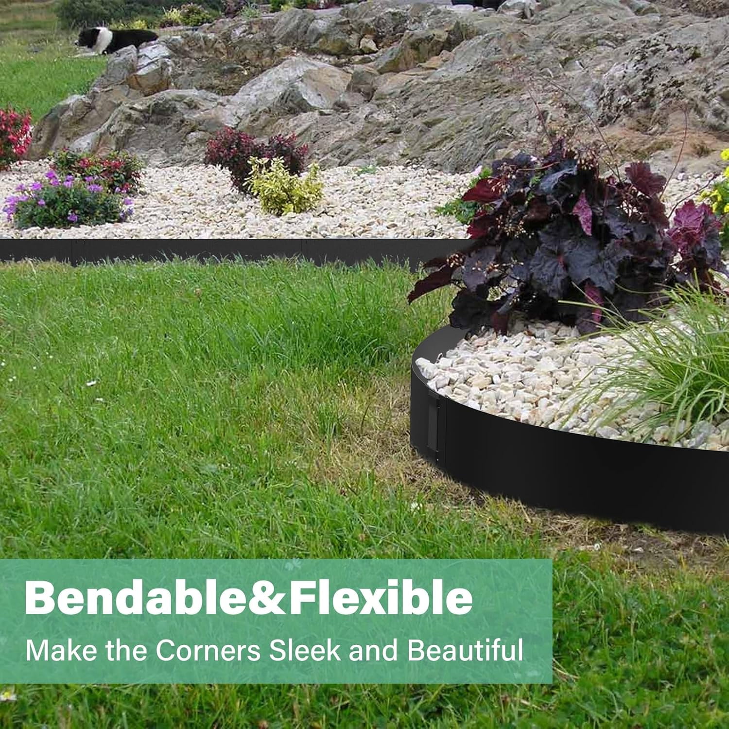 Metal Landscape Edging 6-Pack, Steel Edging Powder Coating - 40" L x 8" H Strips Garden Edging Border with 6 Clips - Edge for Lawn Yard (20Ft Total, Black)