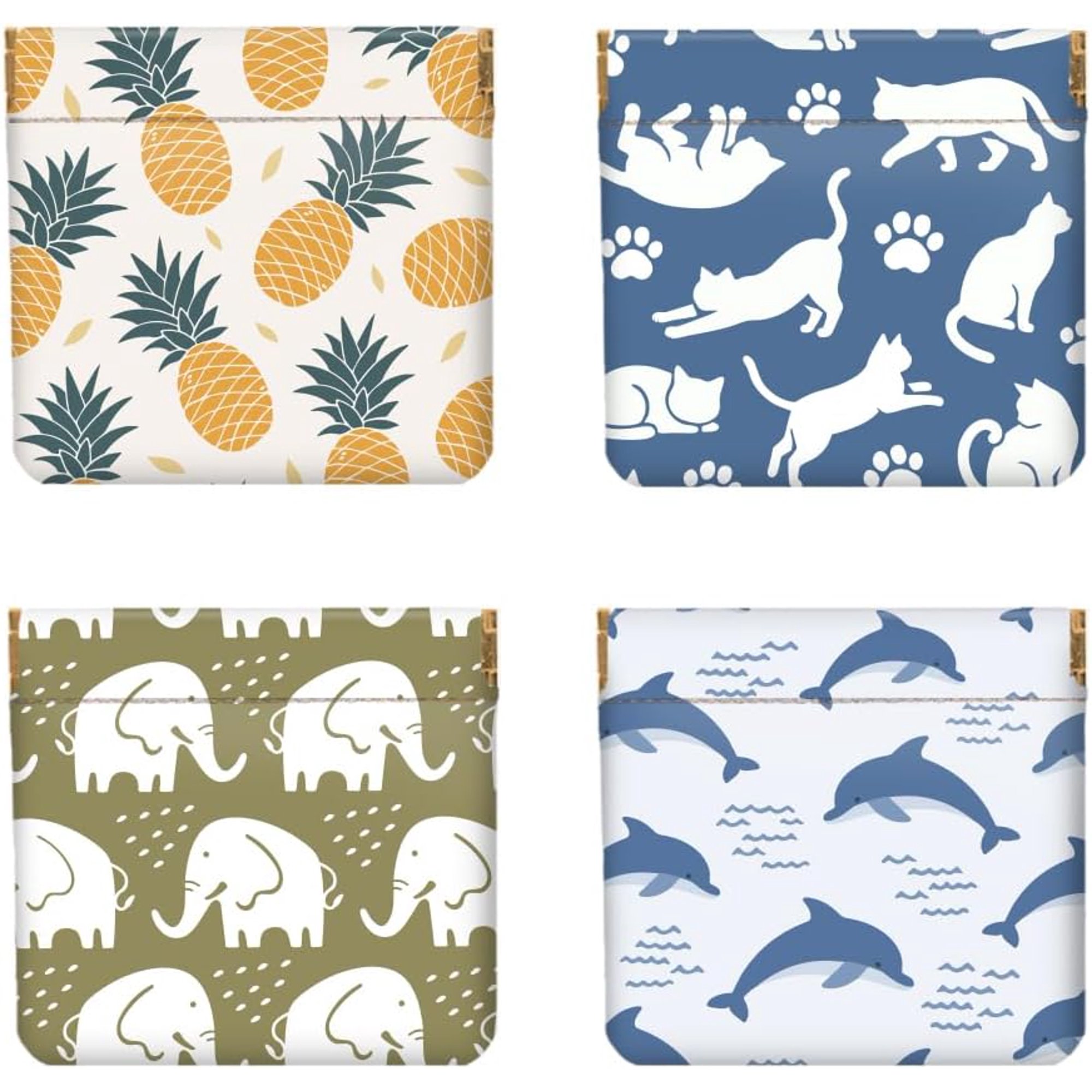 4Pcs Small Leather Squeeze Coin Purse for Women-Simple Animals Pattern Waterproof & Durable Change Pouch Mini Money WalletBest Gift