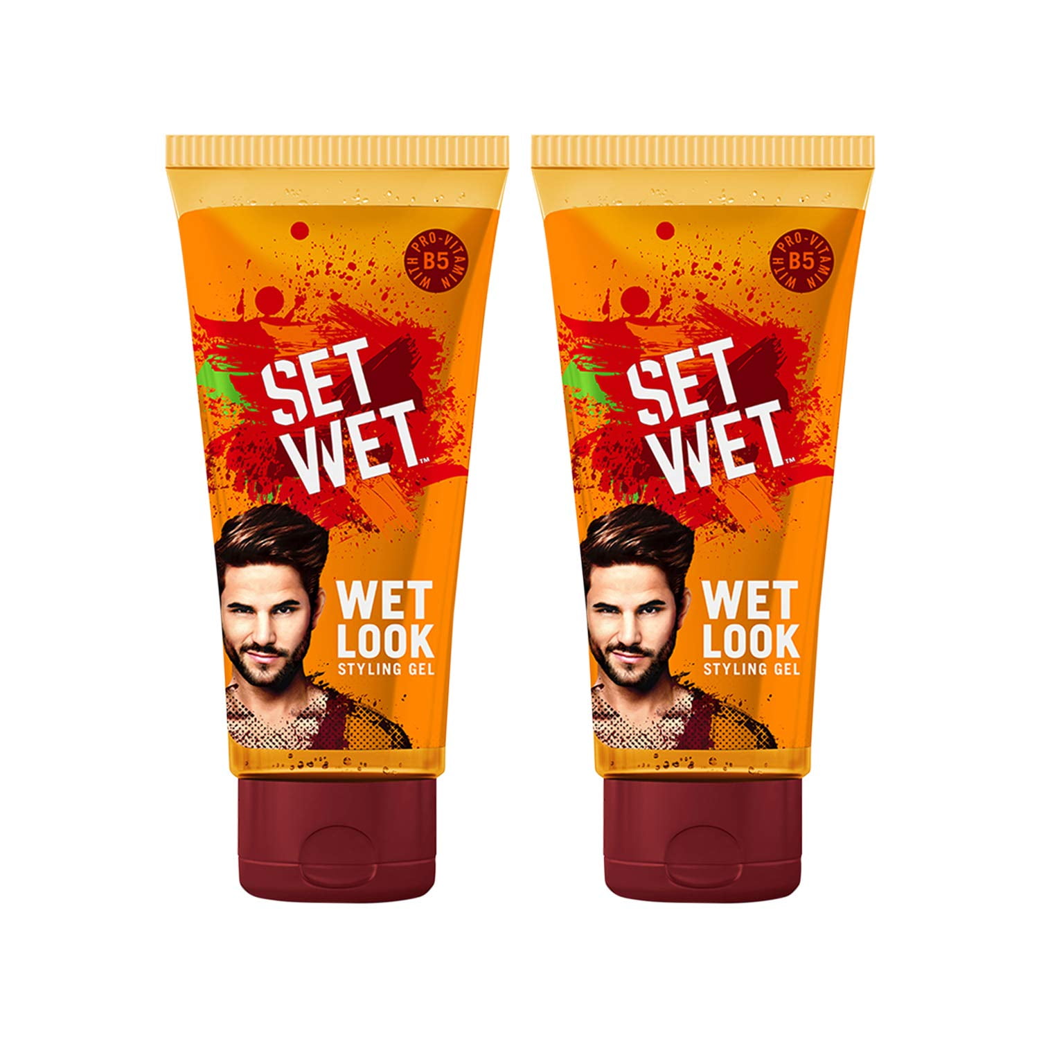 Set Wet Daily Hair Styling Gel for Men Wet Look, Alcohol Free, Pro Vitamin  B5, Light Hold & Shine, Tube 100 ml (Pack of 2) 
