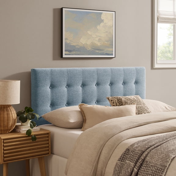 Emily Fabric Upholstered King Size Headboard in Sky Blue