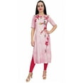 thumbnail image 4 of Bimba Indian Summer Tunic Women's Kurti Rayon Pink Printed Kurta Long Blouse-4, 4 of 4