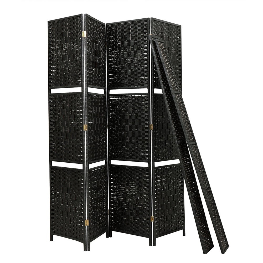 Kadyn 4 Panel Office Divider with 3 Clever Shelves for Home, Outdoor/Indoor Wall Divider and Folding Privacy Screens for Office, Black Kadyn 4 Panel Office Divider with 3 Clever Shelves for Home, Outdoor/Indoor Wall Divider and Folding Privacy Screens for Office, Black
