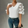 thumbnail image 6 of Karight Tops for Women Trendy Floral Lace Sleeve Round Neck Dressy Blouse Casual Summer Work Business Outfits, 6 of 9