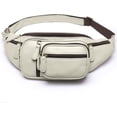 thumbnail image 1 of MARRANT Cangurera de Cuero Genuino para Hombre, Bolsa de Cintura Cruzada de Gran Capacidad con Múltiples Bolsillos con Zíper, Blanca, 1 of 8