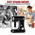 thumbnail image 2 of UHOMEPRO 3-in-1 Stand Mixer, 5QT Tilt-Head 10-Speed Electric Stand Mixer, Stainless Steel Bowl, Dough Hook, Flat Beater and Wire Whisk for Baking, Black, 2 of 9