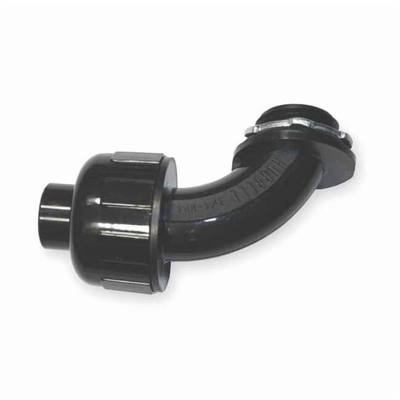 Conduit Fitting Connector, 3/4 in, Liquid-Tight, Nylon, PVC Coated, Black