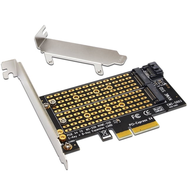 PCI Express PCIE to M2 Adapter NVME SATA M.2 SSD PCIE Adapter NVME/SATA M2 PCI E Adapter SSD M2 to SATA PCI-E Card M Key + B Key black