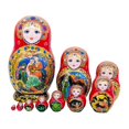 thumbnail image 4 of TISHITA 10 Pcs Poupées Russes Gigognes Jouets Éducatifs Traditionnels Poupée Matriochka Rouge, 4 of 8