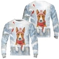 thumbnail image 3 of Playful Basenji Welcomes Winter Snowy Day with Cardinal Bird All Over Print 3D Sweatshirt Unisex Merch African Barkless Dog Lover - 2017, 3 of 6