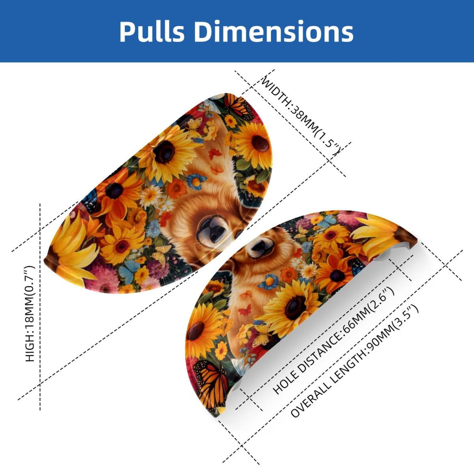 PhooArto 6 Pcs Cup Drawer Pulls, Dog Sunflower Butterflies Shell Shape Handles Cabinet Knobs for Dresser Cupboard Closet Wardrobe with Screws