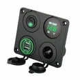 thumbnail image 1 of 4 in 1 Charger Socket Panel,12V 3.1A Dual USB Charger Socket Power Outlet & LED Voltmeter & Cigarette Lighter Socket & LED Lighted ON Off Rocker Toggle Switch for Car Marine Boat RV Truck, 1 of 7