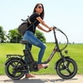 thumbnail image 3 of Gocio Electric Bike 3.0 Fat Tire Foldable Ebike, 48V 374.4Wh Battery, Peak 750W Folding Electric Bike, Lockable Suspension Fork, LCD, 16" One-Piece Tire Electric Bicycles for Women Adults UL2849, 3 of 12