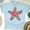 Light Blue, variant on Tropical Starfish T-Shirt for Women, Bright Floral Ocean Summer Graphic Tee, White, Size S