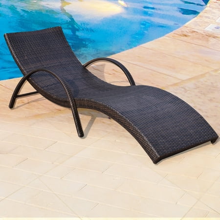 adeco brown wicker lounger lounge chair walmart com