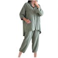 thumbnail image 1 of Timegard 2 Piece Plus Size Outfits for Women Button up Long Sleeve Collared Tops Cropped Pants with Pockets Causal Loose Sets, 1 of 6