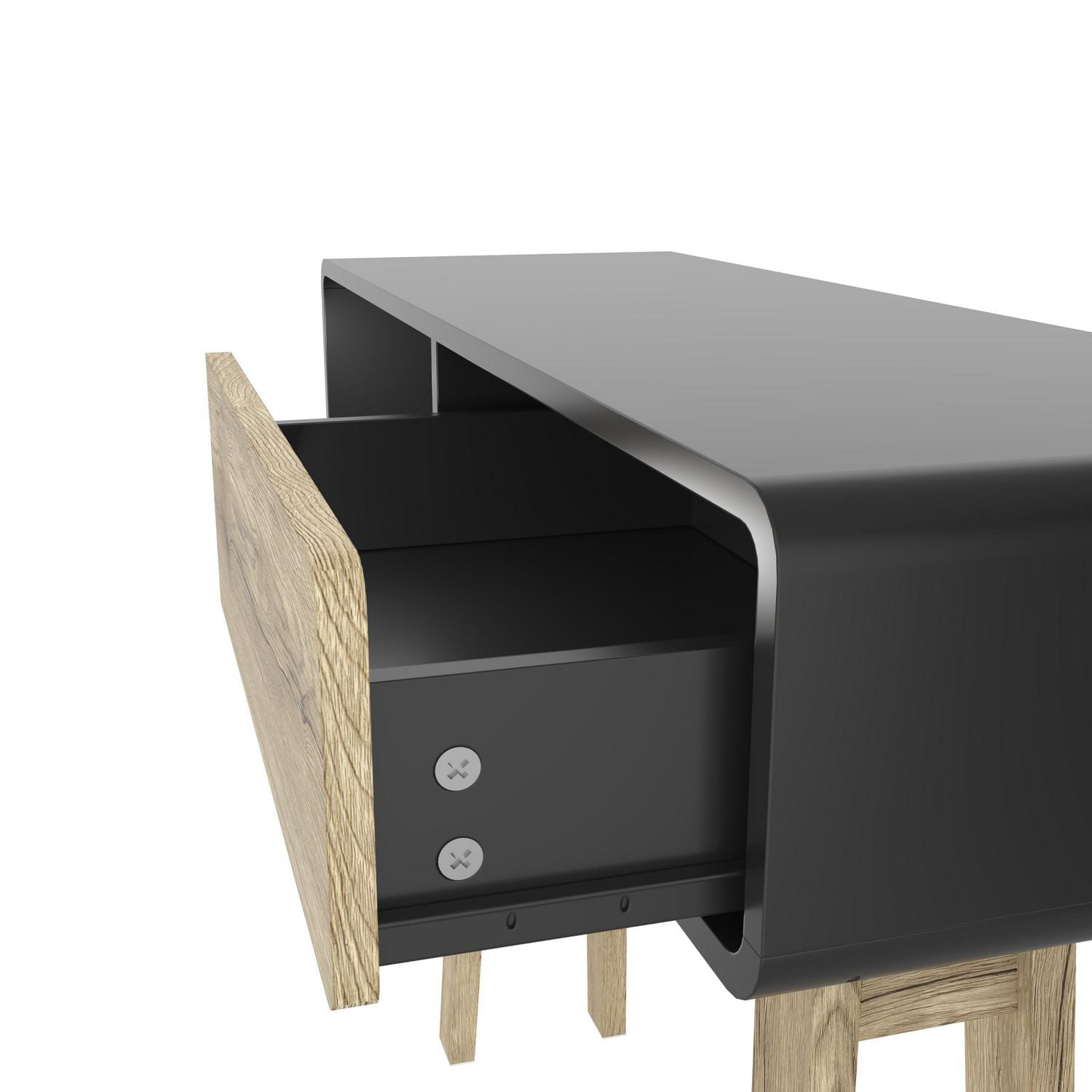 Bestar Alhena 40W Console Table in black uv & sandy brown oak