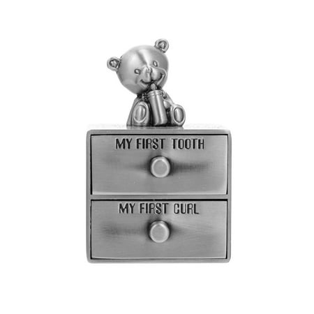 Momihoom Baby Keepsake Box with Teddy Bear Accent, First Tooth and First Curl Storage, Newborn Memory Organizer for Nursery Decor
