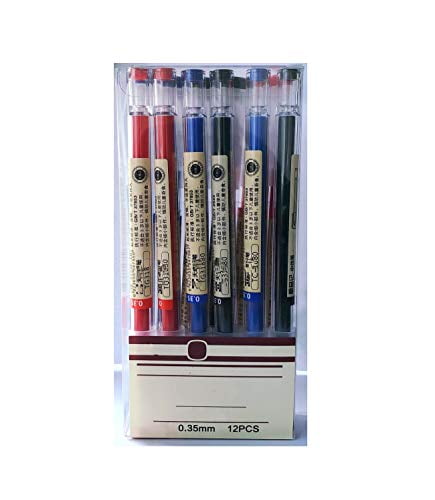 12PCS/BOX Gel Ink Ballpoint Pen 0.35mm BLACK Office School Students Stationery 