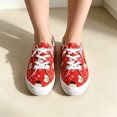 thumbnail image 4 of EKVAHL Christmas Lace Up Sneakers For Women, Seasonal Printed Canvas Shoes, Flat Daily Holiday Walking Shoes Great For City Strolls Red, 4 of 4