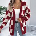 thumbnail image 6 of Womens Oversized Sweaters Casual Fall Long Sleeve Checkered Cardigan Open Front Ribbed Knit Outerwear Sweater Tops, 6 of 6