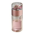 thumbnail image 1 of Bewildely Taza de vidrio transparente con filtro de acero inoxidable, doble pared y aislamiento único separado Teteras oro rosa 280ml, 1 of 6