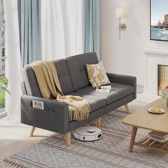 Asofer 2-in-1 Convertible Sofa Couch, 78" Sofa Bed with Adjustable Backrest, Sleeper Chair for Living Room, Apartments,Home, Office, Dark Gray