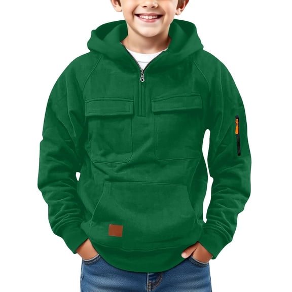 EnJoCho Boys Teen Half Zip Hoodie Sweatshirt Long Sleeve Pullover Outerwear Casual Trendy Warm Jacket Fall Winter Cute Fleec𝖾 Top