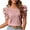Pink, variant on IROINNID Cozy Tops For Women Elegant Fashion Plaid Round-Neck Solid Color Puff Short Sleeve Tops Spring