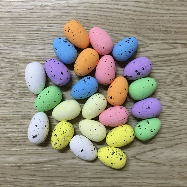 50 Pcs Oeufs de Pâques en Mousse Colorés Aspect Réaliste Couleur Vive Ultralégers Incassables Oeufs Artificiels Ornements de Fête