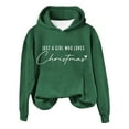 thumbnail image 2 of Baqcunre Sweaters For Women Just A Girl Who Loves Christmas Sweatshirt Xmas Sweater For Women Crewneck Tops Funny Christmas Shirt Gifts Women Sweatshirt Womens Fall Tops Green M, 2 of 4