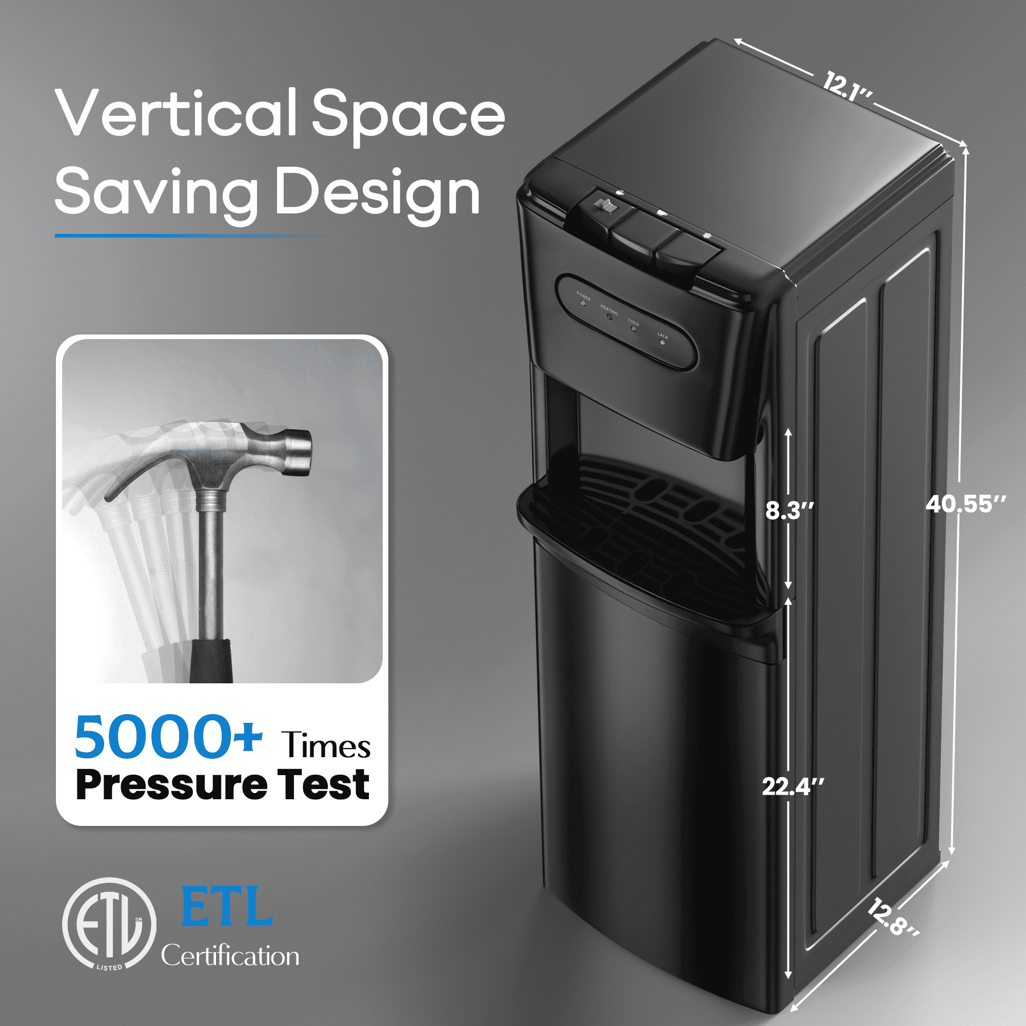Nepsam 120V 3-Temp Water Dispenser, 560W Heating 100W Cooling, R134a, IEC Shock Protection, Home Offic