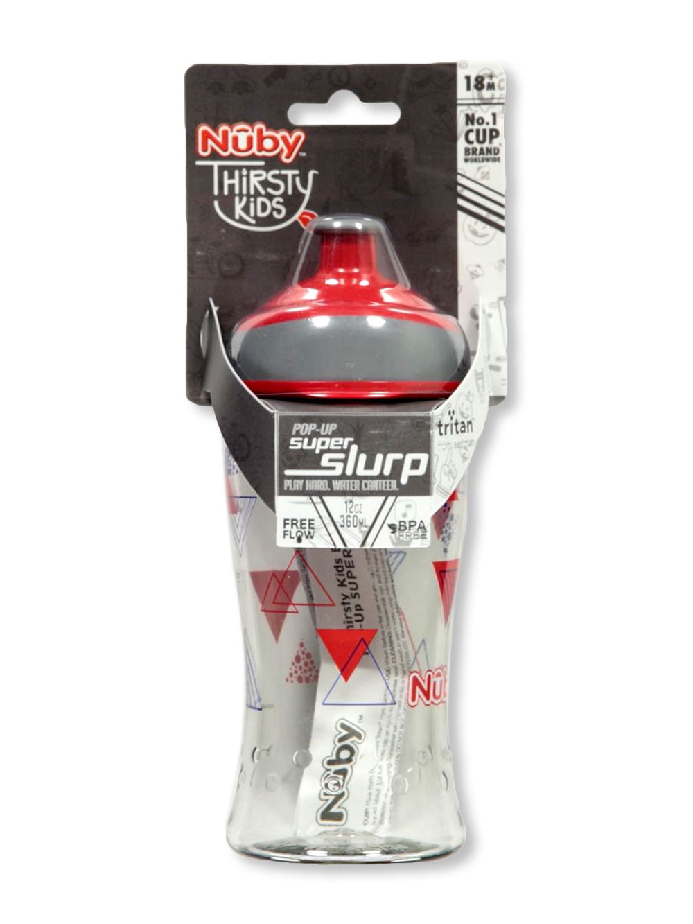 Nuby Kids Bottle Super Slurp Soft-Silicone Spout Toddlers Tritan Freeflow Cup 