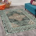 thumbnail image 2 of Damask Decorative Rug, Curlicue Design Traditional Flourishes in Retro Themed Flowers Artwork, Quality Carpet for Bedroom Dorm and Living Room, 6 Sizes, Dark Green and Peach, by Ambesonne, 2 of 4