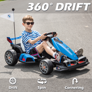 NEECHIPRO 24V Licensed BMW Electric Go Kart , 400W Powered Motor Racing with Drift Race Pedal,8mph,Blue