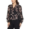 thumbnail image 3 of WallFlower Women's Elodie Long Sleeve V-Neck Chiffon Top (Available in Plus Sizes), 3 of 4