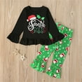 thumbnail image 2 of TAIAOJING Outfits For Girls Kids Toddler Baby Boys Cotton Print Autumn Santa Christmas Ruffle Long Sleeve Bell Buttom Set Girl Clothing 18-24 Months, 2 of 7