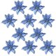 thumbnail image 1 of EeaseMX 10 flores artificiales con purpurina de 13 cm para decoración de árbol de Navidad (azul), 1 of 7