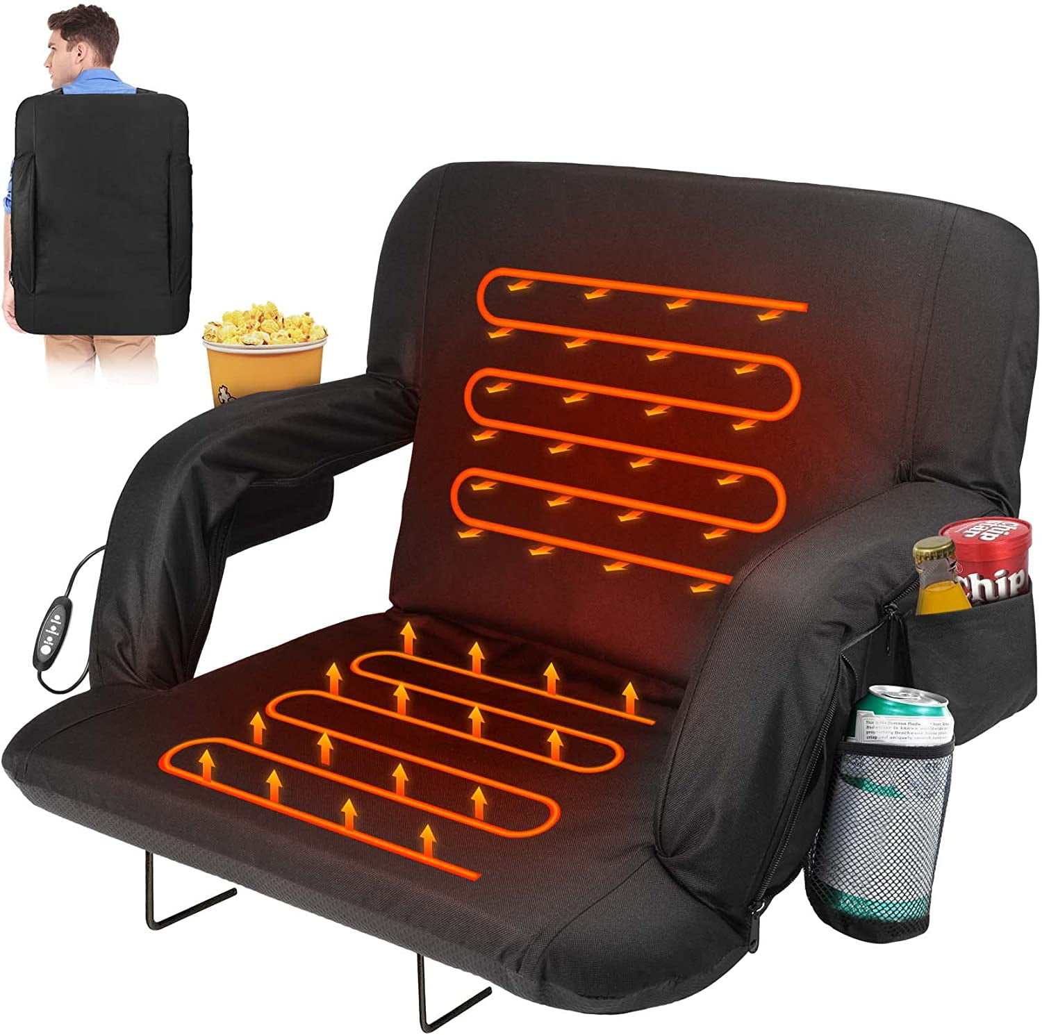 SOJOY Heated Stadium Seats for Bleacher with Back Support, 25 Extra Wide  Folded Bleacher Chair USB Heat for Outdoor Camping (Battery is NOT  INCLUDED) - Online Shopping for Car Heated Blankets,Heated Seat
