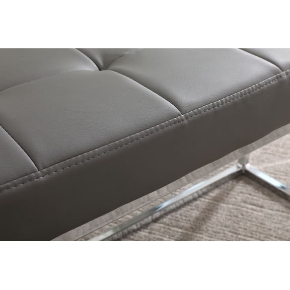 Courtney Faux Leather Upholstered Bench, Gray