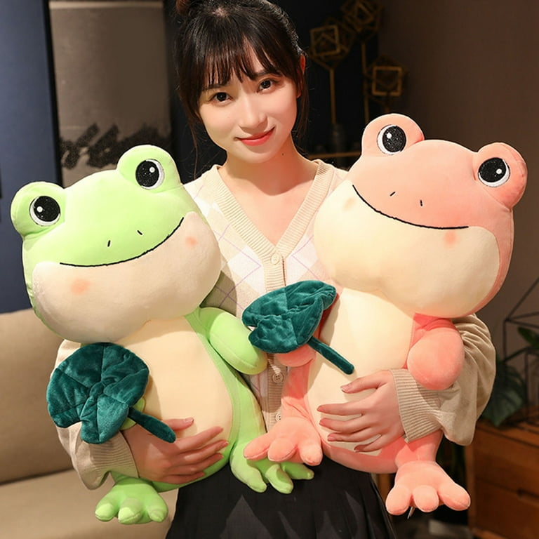 YMH Frog Plush Toy Soft Lovely Cartoon Frog Hold Lotus Leaf