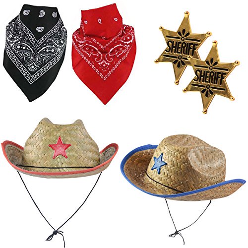 Funny Party Hats Sheriff Costume Cowboy Hat with Cowboy Accessories Western Sheriff Set