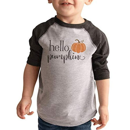 

7 ate 9 Apparel Kids Hello Pumpkin Fall Raglan Grey