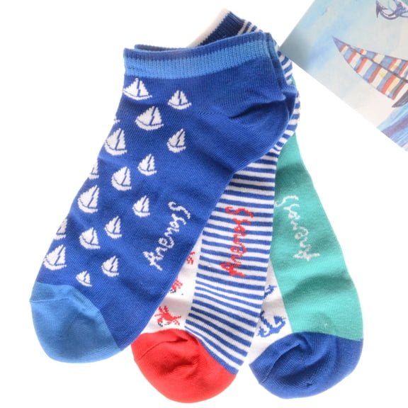 Anemoss Men’s 3-Pack Nautical Cotton Ankle Socks – Sizes 41-46