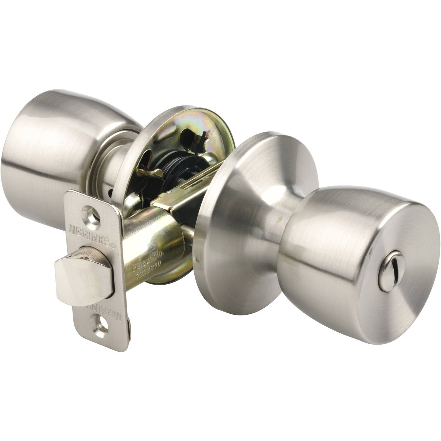 Brink's Interior Locking Privacy Door Knob, Bell, Satin Nickel Finish