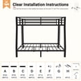 thumbnail image 3 of Full XL over Queen Bunk Bed, Heavy Duty Metal Bunk Bed Frame with Storage Bag, 4 Removable Hooks, Guardrails, Ladders, Underbed Storage, Black, 3 of 8