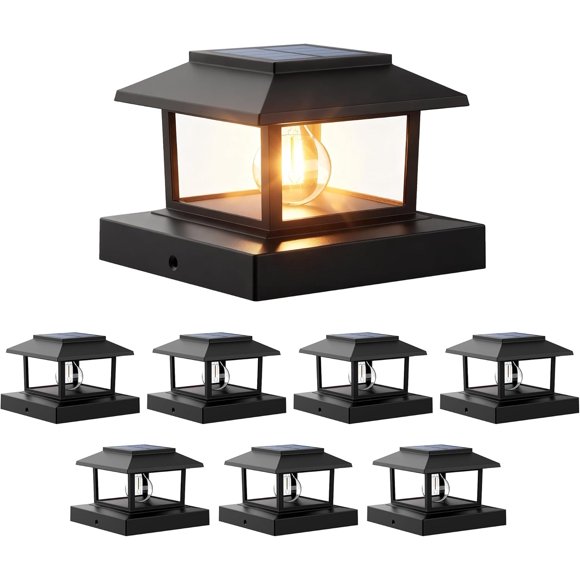 8 Pack Solar Post Cap Lights with Edison LED